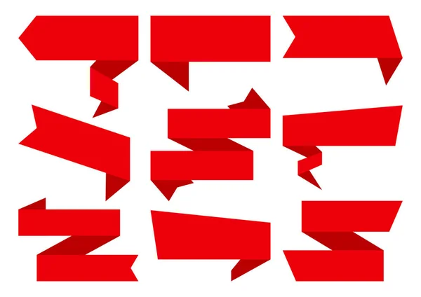 Červená Sada Bannerů Různých Stuhy Vektorové Ilustrace — Stockový vektor