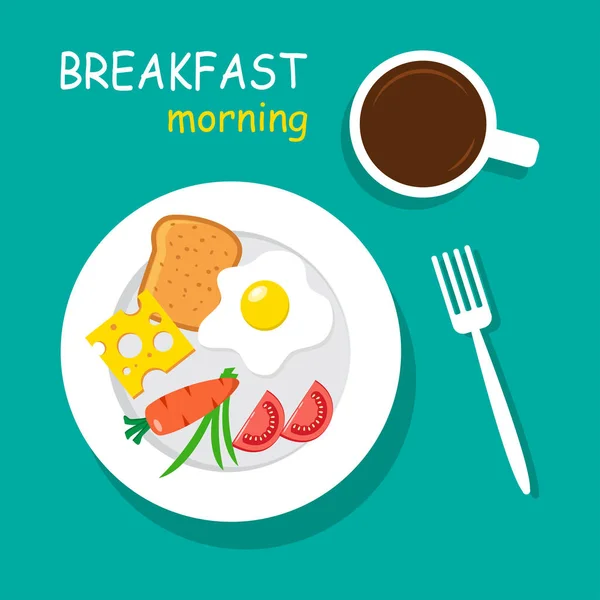 Κάτοψη του πρωινού. Εικονογράφηση διάνυσμα — Διανυσματικό Αρχείο