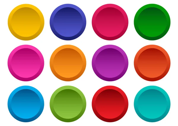 Набор Красочных Круглых Кнопок Векторная Иллюстрация — стоковый вектор