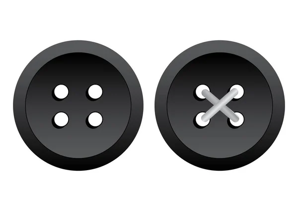スレッドに黒い丸い服ボタン ベクトル図 — ストックベクタ