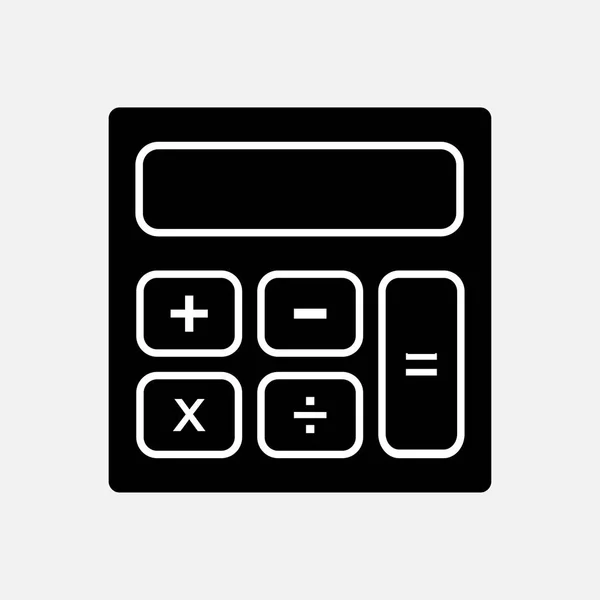 Icono Calculadora Silueta Negra Con Líneas Blancas Ilustración Vectorial — Vector de stock