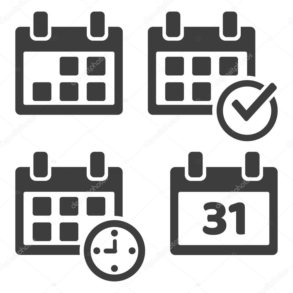 Set of calendar icons. Vector illustration