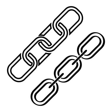 Zincir simgeler, anahat tasarım kümesi. Vektör çizim