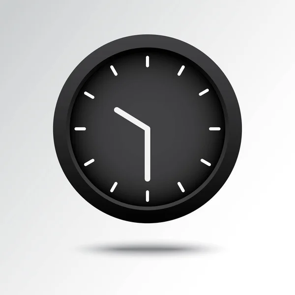 Icono Reloj Negro Con Sombra Ilustración Vectorial — Archivo Imágenes Vectoriales