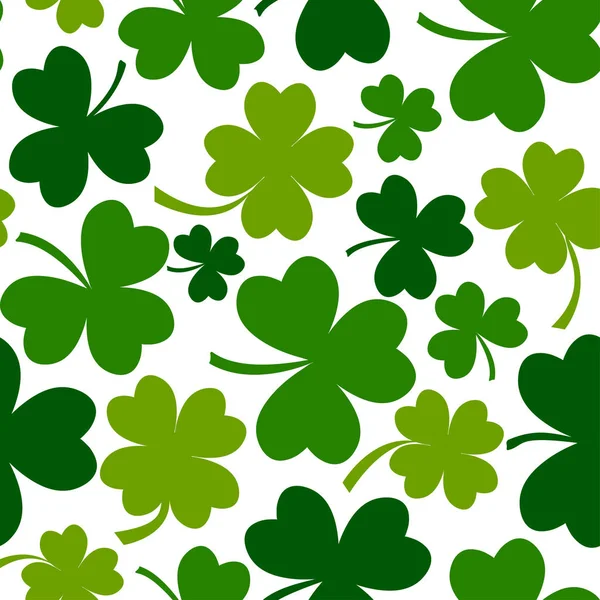 绿色无缝模式与四和树叶草的圣帕特里克节 矢量插图 — 图库矢量图片