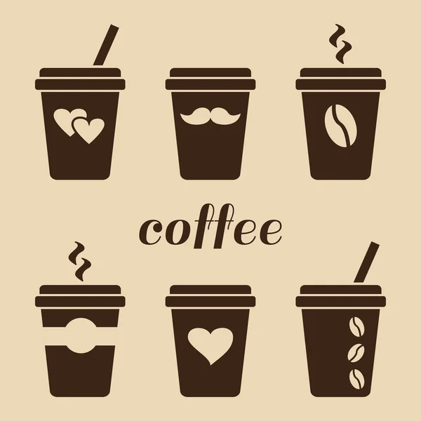 Set Tazze Caffè Design Diverso Illustrazione Vettoriale — Vettoriale Stock