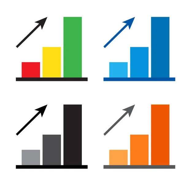 Diagram Icon Colored Set Chart Progress Icon Arrow Vector Illustration — Stock Vector