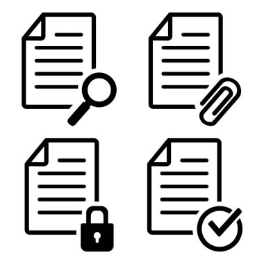 Belge dosya simgeler kümesi. Vektör çizim