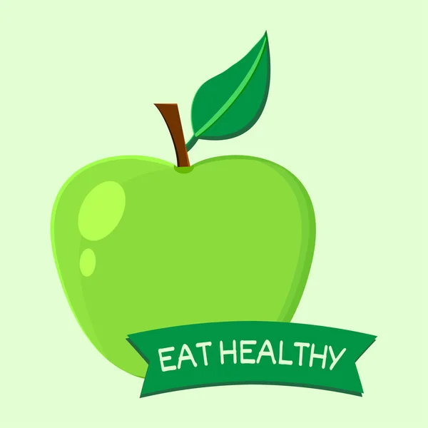 Sağlıklı Yemek Meyve Elma Bir Sayfa Kümesi Vektör Çizim — Stok Vektör