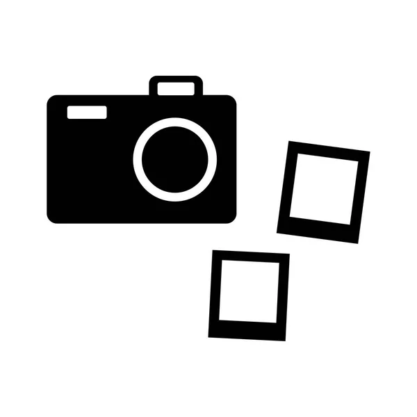 Schwarz Weiße Kamera Ikone Vektorillustration — Stockvektor