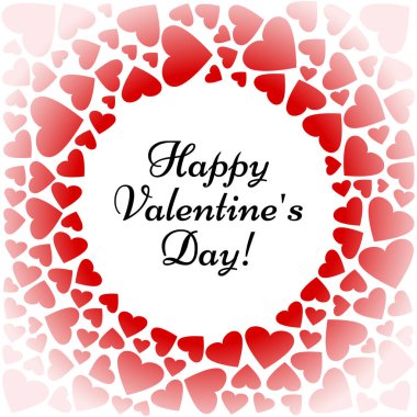 Dekoratif Kare kare kırmızı kalpler ve yazıt Happy Valentine's Day ile. Vektör çizim