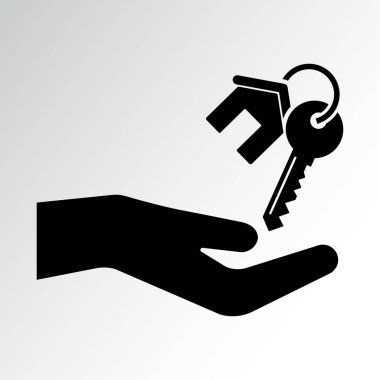 El ve ev anahtarı. Siyah siluet. Vektör çizim