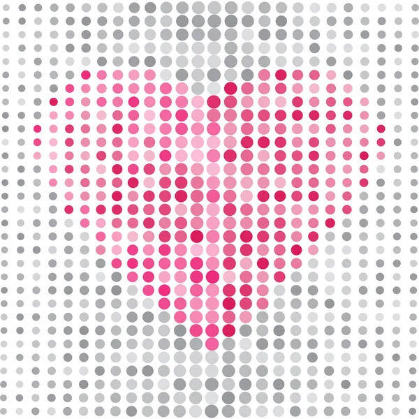 Γκρι Αφηρημένα Φόντο Τελείες Και Ροζ Καρδιά Εικονογράφηση Διάνυσμα — Διανυσματικό Αρχείο
