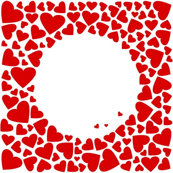 Decorative Square Frame Red Hearts Place Your Text Valentine Day — Stock Vector