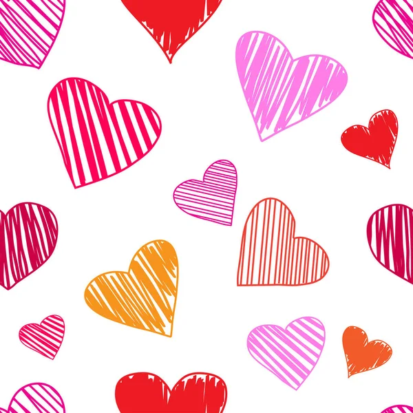 Seamless Pattern Colorful Hearts White Background Valentine Day Vector Illustration — Stock Vector
