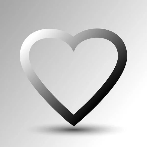 Icono Del Corazón Con Sombra Diseño Contorno Ilustración Vectorial — Vector de stock