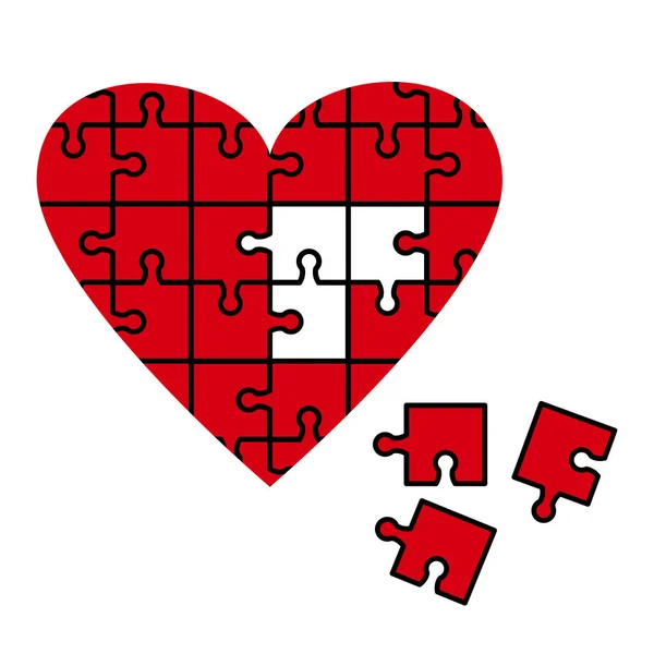 Red Heart Puzzle Icon Vector Illustration — Stock Vector