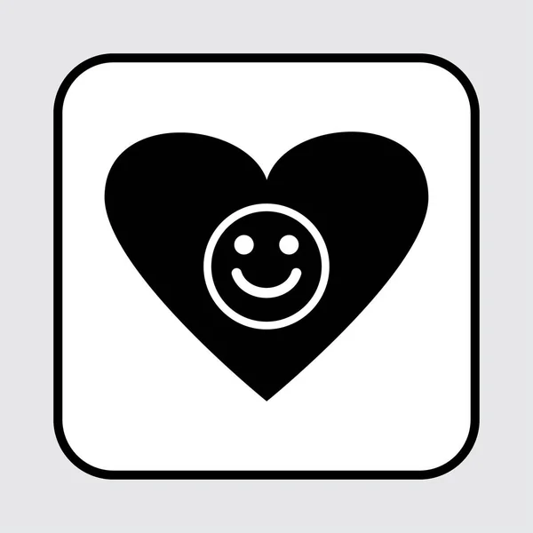 ブラック ハート アイコン 心の肯定的な笑顔 ベクトル図 — ストックベクタ