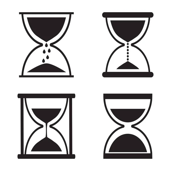 Conjunto Iconos Reloj Arena Diferentes Formas Color Negro Ilustración Vectorial — Archivo Imágenes Vectoriales