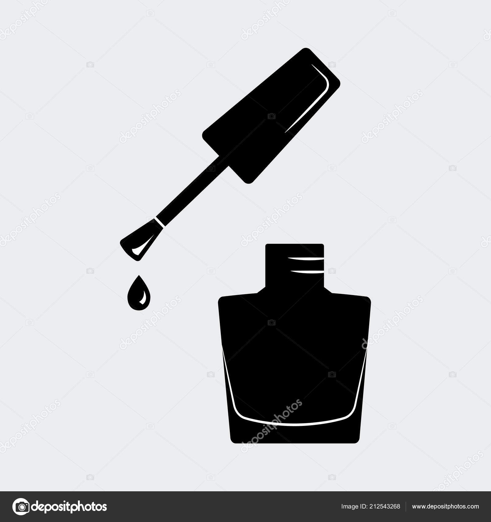 Nail Polish Open Bottle Black Silhouette Vector Illustration Stock