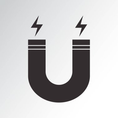 Mıknatıs simgesini, siyah siluet. Vektör çizim