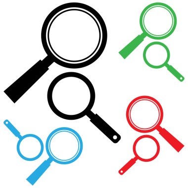 Colorful set of magnifiers. Find icons. Vector illustration clipart