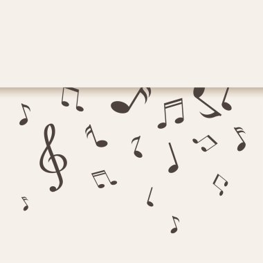 Dekoratif Kağıt arka plan düşen müzik notaları ile. Metin için yer. Vektör çizim