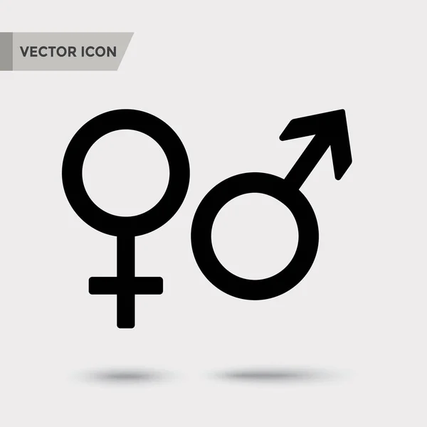 Symbole Masculin Féminin Icône Noire Avec Ombre Silhouettes Illustration Vectorielle — Image vectorielle