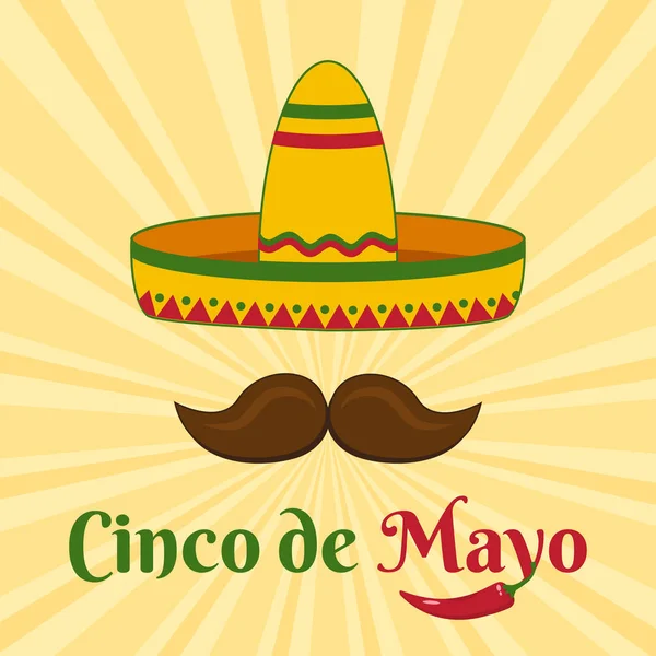 Γιορτή Κάρτα Για Cinco Mayo Διακοπές Στο Μεξικό Εικονογράφηση Διάνυσμα — Διανυσματικό Αρχείο