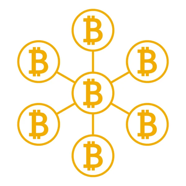 Network System Bitcoin Databasikonen Vektorillustration — Stock vektor