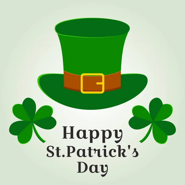 Celebratory Card Green Hat Clovers Saint Patrick Day Vector Illustration — Stock Vector