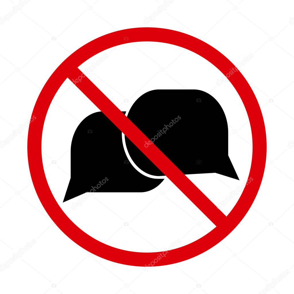 No talking icon, speaking sign. Vector illustration