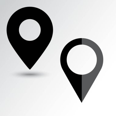 Harita işaretçi simgesi siyah kümesi. Konumu sembolü. Vektör çizim