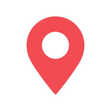 Kırmızı konumu simgesi. Harita işaretçi. Vektör çizim