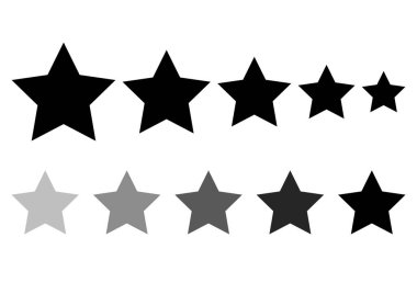 Siyah yıldız derecelendirme için ayarla, izole simgeler. Vektör çizim