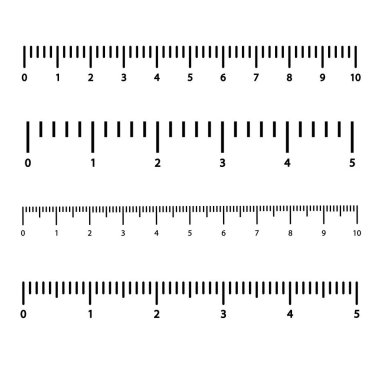 Black scale with numbers for rulers. Different units of measurement. Vector illustration clipart