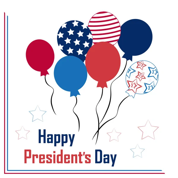 Grußkarte Mit Bunten Luftballons Zum Tag Des Präsidenten Vektorillustration — Stockvektor