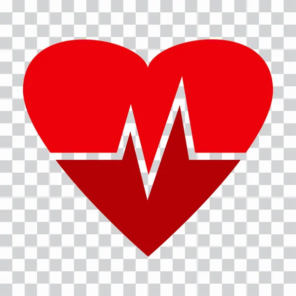 Heartbeat Pictogram Transparante Achtergrond Rood Hart Met Beat Pulse Medische — Stockvector