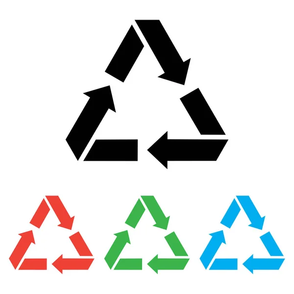 Recykling Ikona Odpady Znak Czarny Kolorowy Wersje Ilustracja Wektorowa — Wektor stockowy