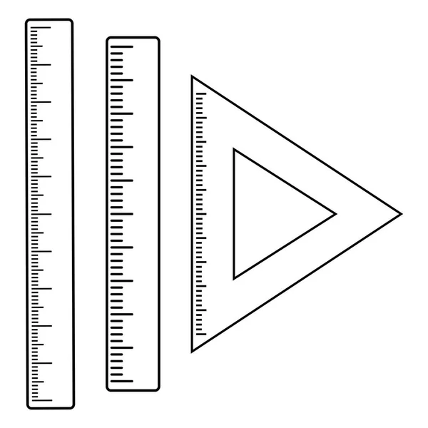 Set Righelli Disegno Del Contorno Illustrazione Vettoriale — Vettoriale Stock