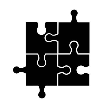 Siyah beyaz arka plan üzerinde izole bulmacalar. Vektör çizim