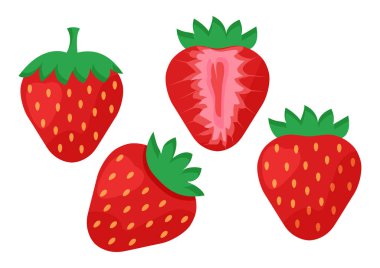 Tatlı çilek kümesi. Vektör çizim