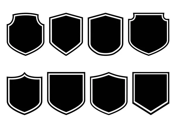 盾牌收集 黑色剪影 矢量插图 — 图库矢量图片