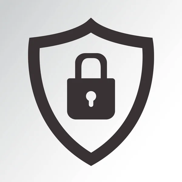 Security Ikonen Skydd Symbol Sköld Med Hänglås Vektorillustration — Stock vektor