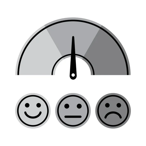 用箭头和表情缩放 情绪的灰色尺度 测量设备图标符号 矢量插图 — 图库矢量图片