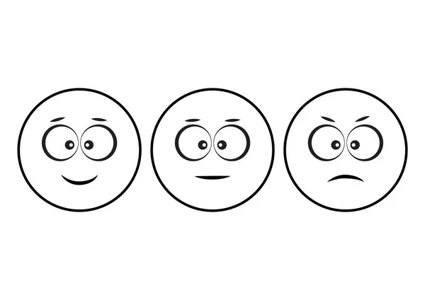 表情图释图标积极 中性和消极 不同的心情 有趣的人物 矢量插图 — 图库矢量图片