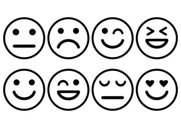 Smajlíci Emotikony Ikony Pozitivní Neutrální Negativní Různé Nálady Vektorové Ilustrace — Stockový vektor