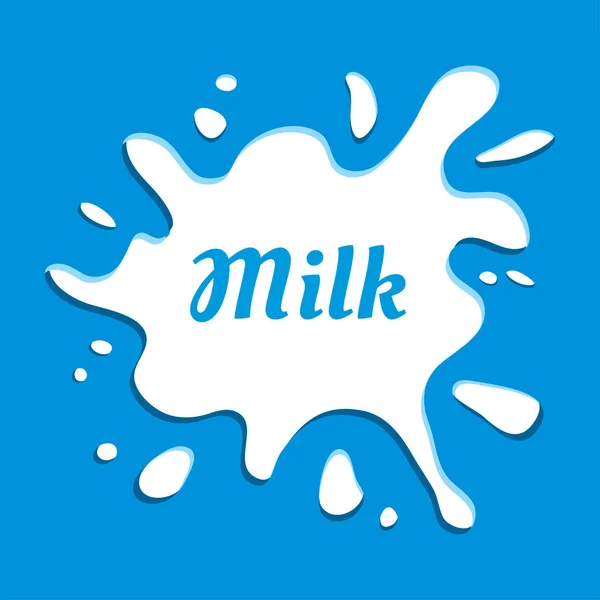 Bílé Mléko Stříkající Modrém Pozadí Vektorové Ilustrace — Stockový vektor