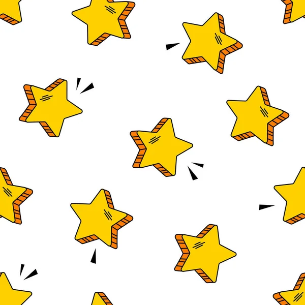 白い背景に分離されたポップなアート スタイルでシームレス パターン予測に基づく黄色コミック星 ベクトル図 — ストックベクタ