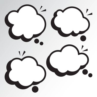 Çizgi film siyah beyaz metin baloncuklar ayarlayın. Vektör çizim